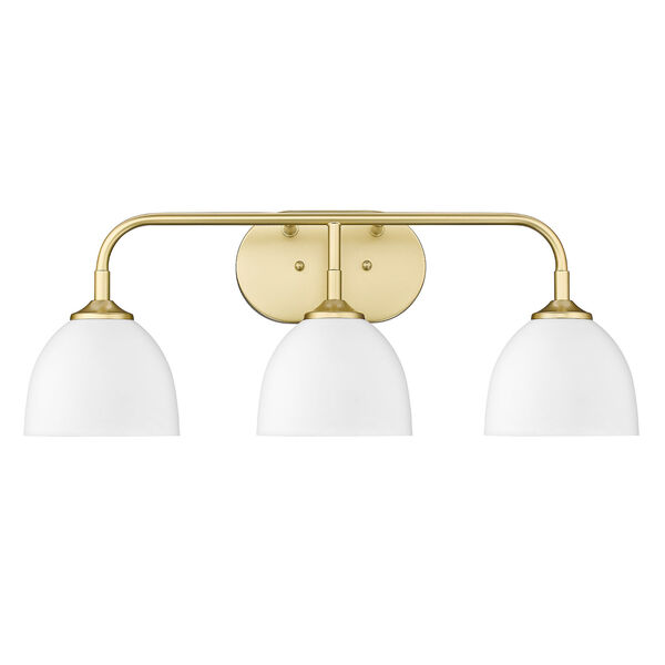 Zoey Olympic Gold and Matte White Three-Light Bath Vanity, image 2